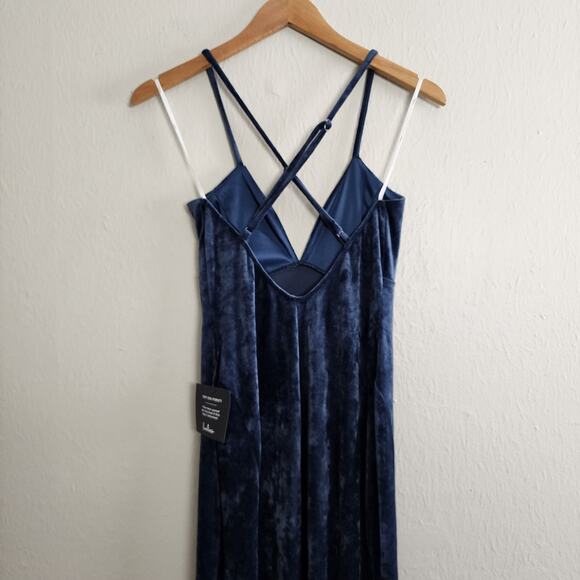 NEW Lulus Immensely Luxe Navy Blue Velour Backless Mermaid Dress - Picture 9 of 12